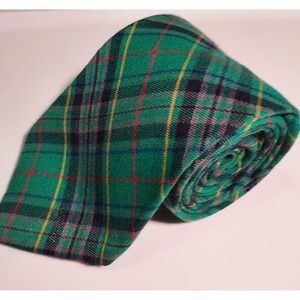 Vintage Gap Tie Mens 57x3.5 Wool Blend Tartan Plaid Made USA Green 90s